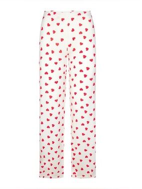 Skims Red Heart Print Straight Leg Pants